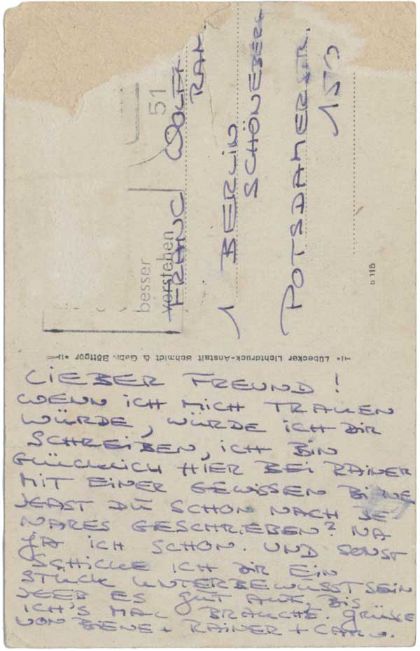 Text, Karte Carl an Frank